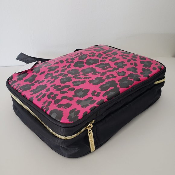 Juicy Couture Makeup Cosmetic Weekender Bag Fuchsia Leopard Animal Print NWT - Picture 2 of 5